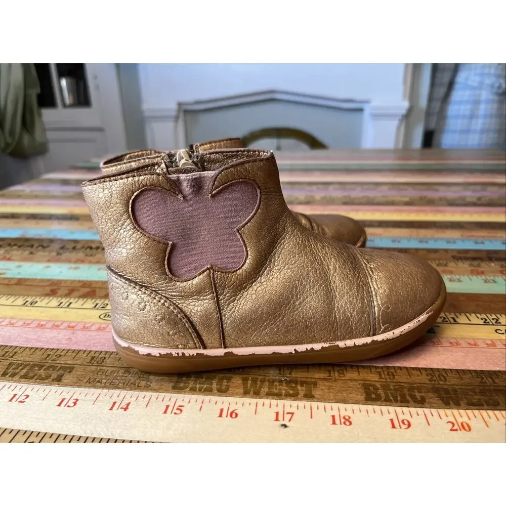 Livie & Luca Size 11 Ali Ankle Boots Metallic Rose Pink Girls PLAY CONDITION